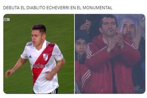 Los mejores memes por el debut del "Diablito" Echeverri en River