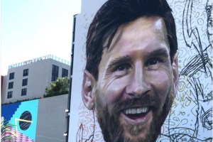 La sorpresa de Beckham por el enorme mural de Messi que hizo un argentino en Miami (Fuente: Maximiliano Bagnasco)