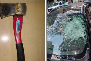 A los hachazos: destrozó el parabrisas de una mujer que viajaba con su hijo