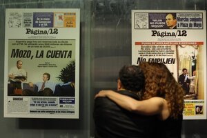 “40 años de democracia. 40 portadas de Página/12”: se inauguró en Madrid una muestra con tapas icónicas del diario