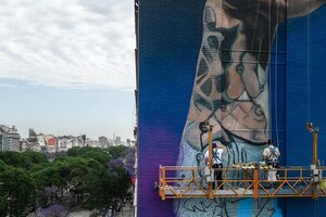 Las fotos del imponente mural de Lionel Messi que inauguraron en la 9 de Julio (Fuente: Instagram/Martín Ron)