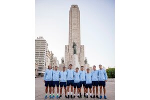 Copa Davis: el equipo argentino fue al Monumento a la Bandera en Rosario (Fuente: Prensa AAT)