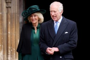 El rey Carlos III reapareció en público para la misa de Pascua tras su diagnóstico de cáncer (Fuente: AFP)