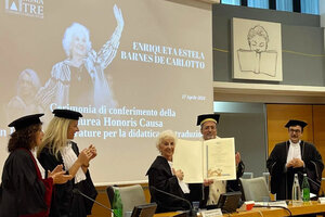 Estela de Carlotto recibió el doctorado Honoris Causa de la Universidad Roma Tre (Fuente: @robertinocarles)