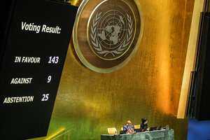 La ONU votó a favor del ingreso de Palestina como miembro pleno