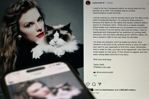 "Childless cat lady": Taylor Swift anunció su apoyo a Kamala Harris (Fuente: AFP)