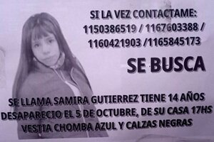 Apareció Samira Salomé Gutierrez, la adolescente de 14 años que era buscada en La Matanza
