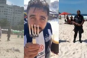 Brasil: hinchas de Talleres hicieron un asado en la playa y un policía los amenazó con un arma