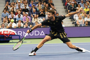 Lóndero no pudo dar la sorpresa ante Djokovic en el US Open (Fuente: AFP)
