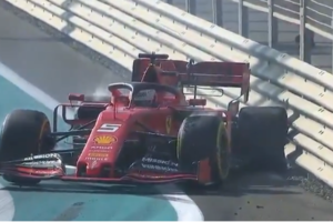 Fórmula 1: El alemán Vettel chocó su Ferrari en Abu Dhabi  