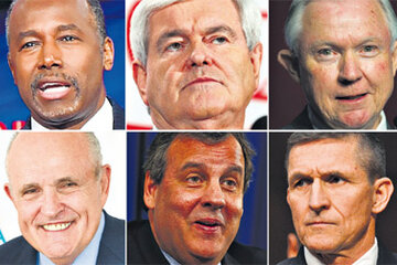 Carson, Gingrich, Sessions, Giuliani, Christie y el general Flynn: de las pocas figuras políticas que apoyaron a Trump, ellos están en primera fila.