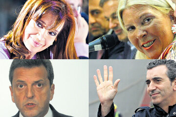 Cristina Fernández de Kirchner, Elisa Carrió, Sergio Massa y Florencio Randazzo.