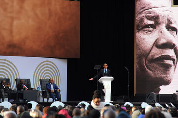 Barack Obama habló en Johannesburgo en honor del líder del Congreso Nacional Africano. (Fuente: EFE)