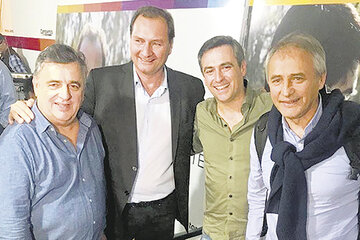 Negri, Pedro Dellarossa, Mestre y Baldassi, en 2018, cuando el segundo retuvo la intendencia de Marcos Juárez.