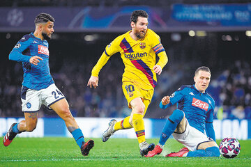 Messi jugó un partido discreto en el San Paolo. (Fuente: AFP)