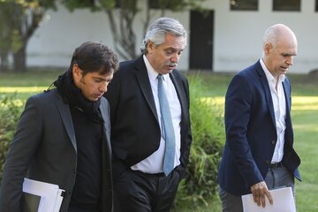 Axel Kicillof, Alberto Fernández y Horacio Rodríguez Larreta 