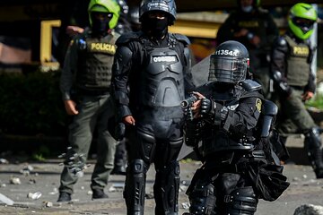 El temible Esmad, protagonista de la represión contra los manifestantes en Colombia (Fuente: AFP)