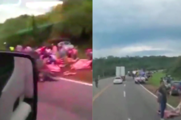 Salta: Un camión que cargaba carne volcó y las personas se llevaron todo