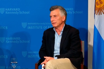 Macri, durante su ponencia en Harvard. 
