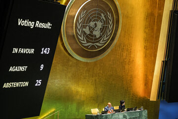 El resultado dela votación en la Asamblea de la ONU. (Fuente: AFP)