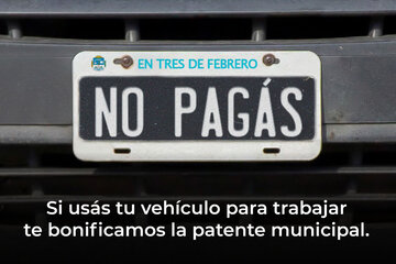 El municipio de Tres de Febrero no cobrará la patente municipal a los vehículos que se usen para trabajar
