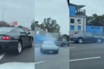 Una Ferrari realizó maniobras peligrosas en plena autopista Lugones: el conductor fue identificado (Fuente: Captura de pantalla de videos)