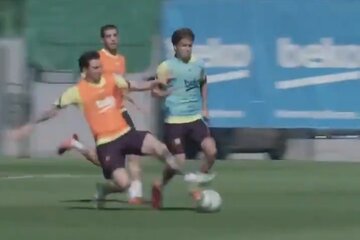 Messi, a raspar. (Fuente: Captura de vídeo )