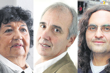 Dora Barrancos, Alberto Kornblihtt y Rocco Carbone, miembros de Comuna Argentina. (Fuente: Guadalupe Lombardo)