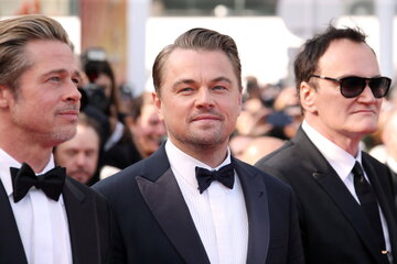 Brad Pitt, Leonardo Di Caprio y Quentin Tarantino en la alfombra roja de Cannes.