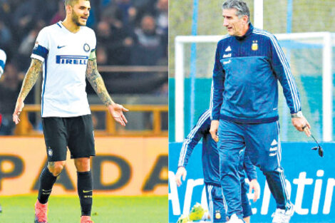 Mauro Icardi, goleador del Inter. Eduardo Bauza, DT de la Selección. 