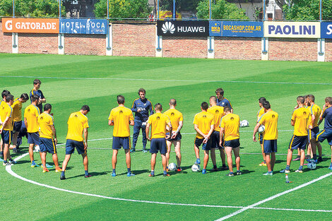 Boca se entrenó ayer a la mañana en Casa Amarilla después del paréntesis por el viaje a España.