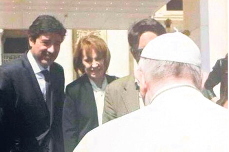 Los jueces Angela Ledesma y Alejandro Slokar, de la Sala II de Casación, en una visita al Papa.