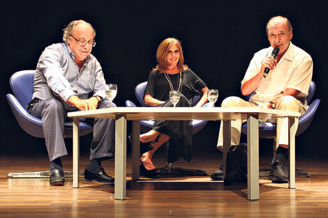 Mario Wainfeld, Irina Hauser y Raúl Zaffaroni en la presentación en Caras y Caretas. (Fuente: Leandro Teysseire)