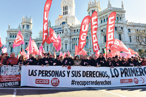 Sindicatos y partidos de izquierda manifestaron por las calles de Madrid su rechazo a la política del PP. (Fuente: AFP)