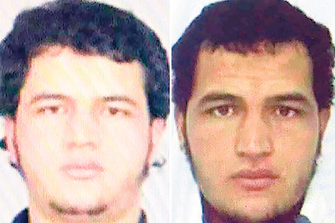 El identikit de Anis Amri; la fiscalía alemana comunicó que es buscado en todo el país y en Europa. 