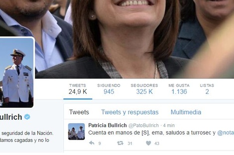 Hackearon la cuenta de la ministra Patricia Bullrich