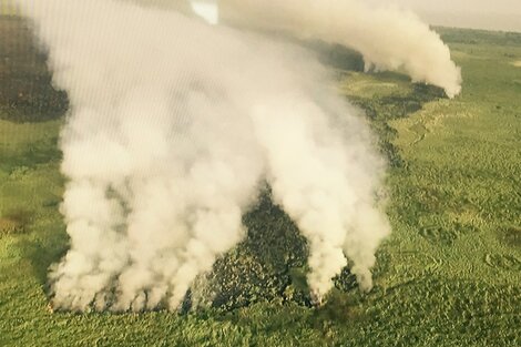 Continúa el fuego en la reserva ecológica de Punta Lara