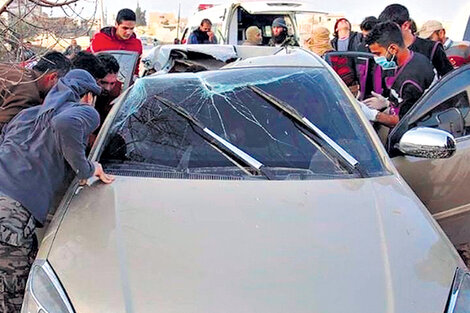 Así quedó el auto en el que se desplazaba Al Masri.