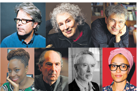 Arriba: Franzen, Atwood y Pamuk. Abajo: Adichie, Roth, J. M. Coetzee y Zadie Smith. Grandes escritores que advierten sobre los peligros de la xenofobia.