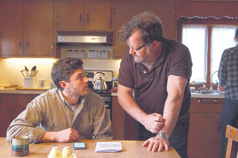 Kenneth Lonergan junto a Casey Affleck en  el rodaje de Manchester junto al mar.