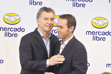 El presidente Mauricio Macri junto a Marcos Galperín, fundador y dueño del sitio Mercadolibre.com.