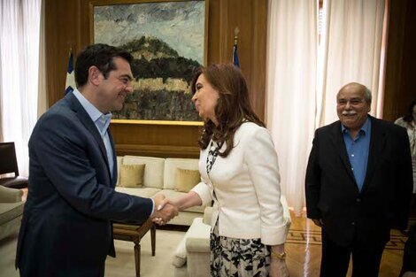 El primer mandatario griego Alexis Tsipras recibió a Cristina Fernández en el Palacio de Gobierno.
