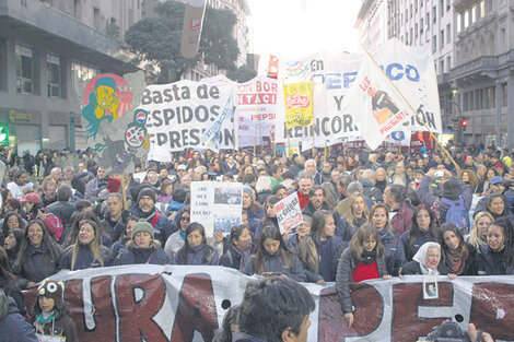 “En Pepsico reincorporación ya”, decía la bandera que encabezó la movilización.