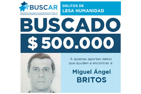 El cartel de buscado del ex policía Miguel Angel Britos.