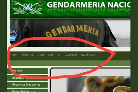 El reclamo en la web de la Gendarmería