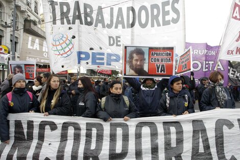 Trabajadores de PepsiCo en el Obelisco