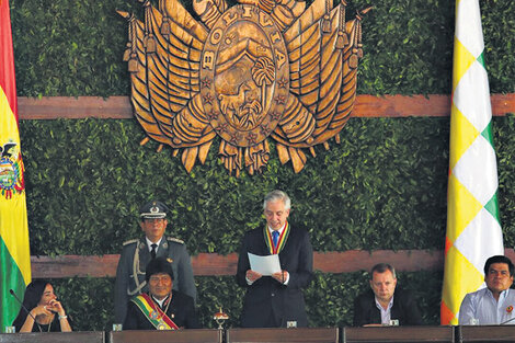 Evo Morales y Alvaro García Linera hablaron desde Cobija, ciudad fronteriza con Brasil. (Fuente: EFE)