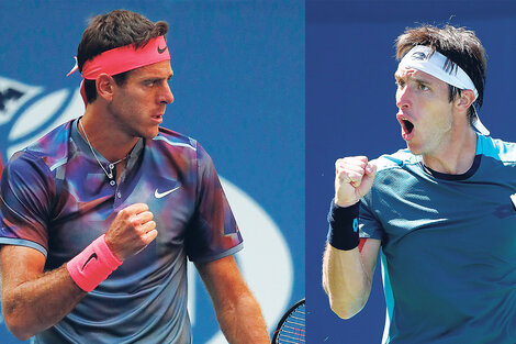 Juan Martín Del Potro y Leonardo Mayer, dos de los tres ganadores argentinos de la jornada. (Fuente: AFP)