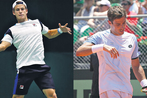 Peque Schwartzman ayer durante su partido frente a Popko. Guido Pella no pudo en su partido de single. (Fuente: Alejandro Leiva)