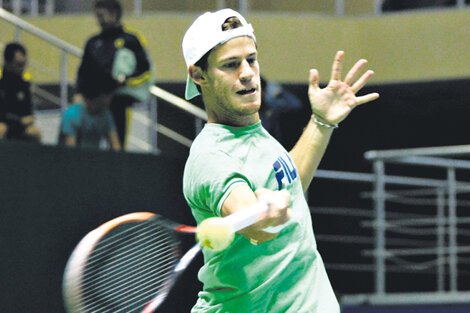 Diego Schwartzman durante el entrenamiento de ayer en Astaná.